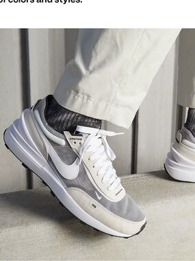 Nike Gray and White Athletic Shoes with Retro Design
